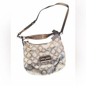 Coach Kristin Hobo Sequins Vintage Tan & Cream Shoulder Bag